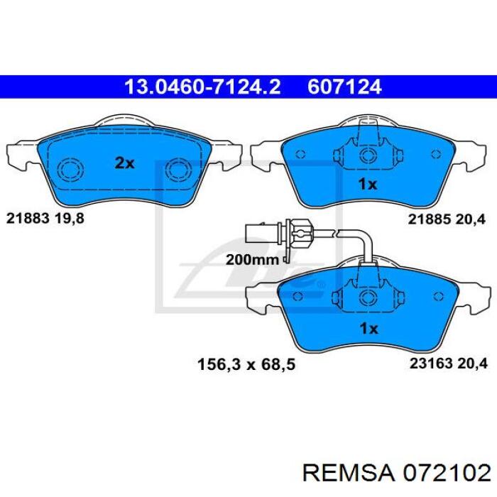 Купить 072102 Remsa Колодки тормозные