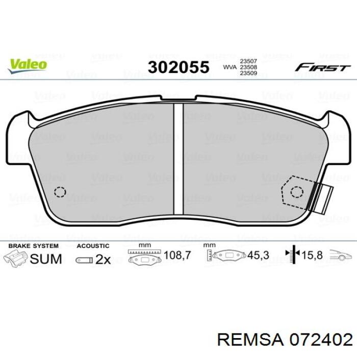 Тормозные колодки Remsa 072402