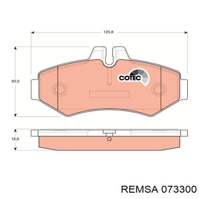 Задние тормозные колодки 073300 Remsa