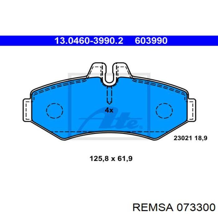 Купить 073300 Remsa Колодки тормозные задние, дисковые
