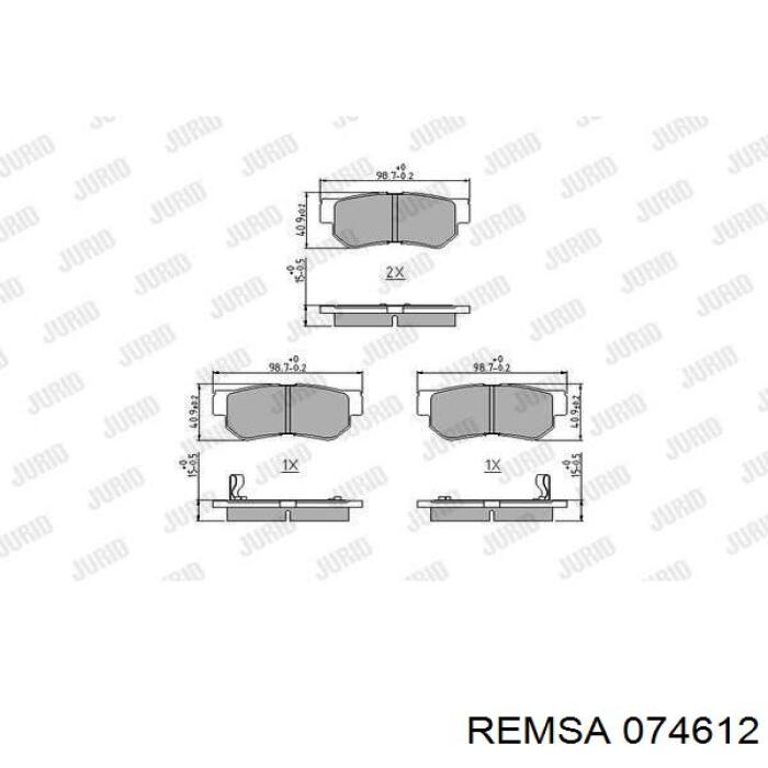 074612 Remsa Колодки тормозные дисковые комплект
