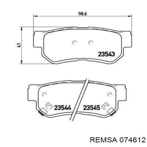 Купить 074612 Remsa Колодки тормозные задние, дисковые