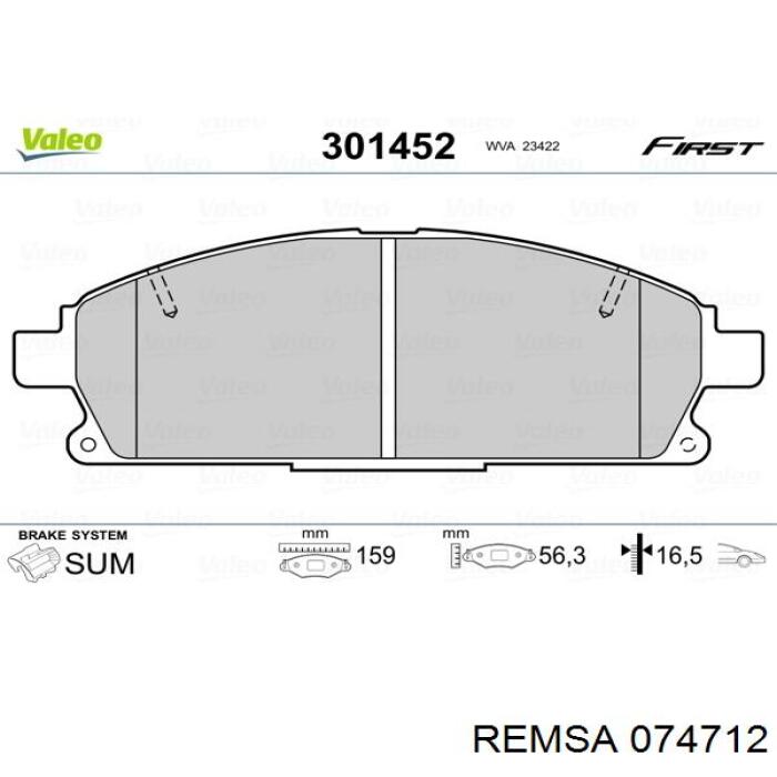 Тормозные колодки Remsa 074712