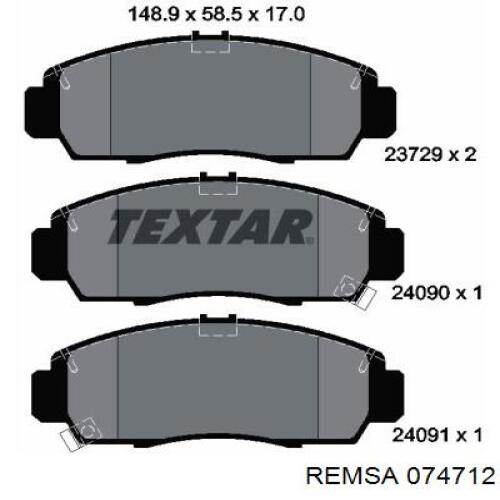 Купить 074712 Remsa Колодки тормозные