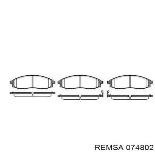 Передние тормозные колодки 074802 Remsa