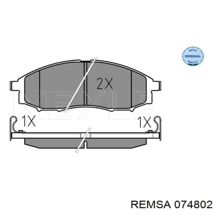 Передние тормозные колодки 074802 Remsa