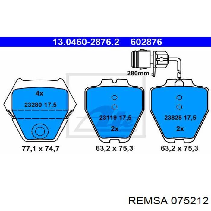 Тормозные колодки Remsa 075212