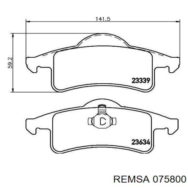 Купить 075800 Remsa Колодки тормозные задние, дисковые