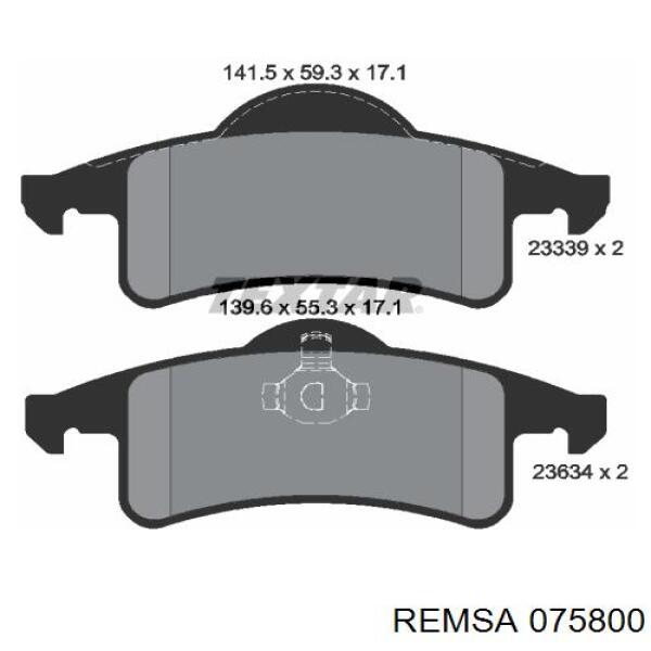 Задние тормозные колодки 075800 Remsa