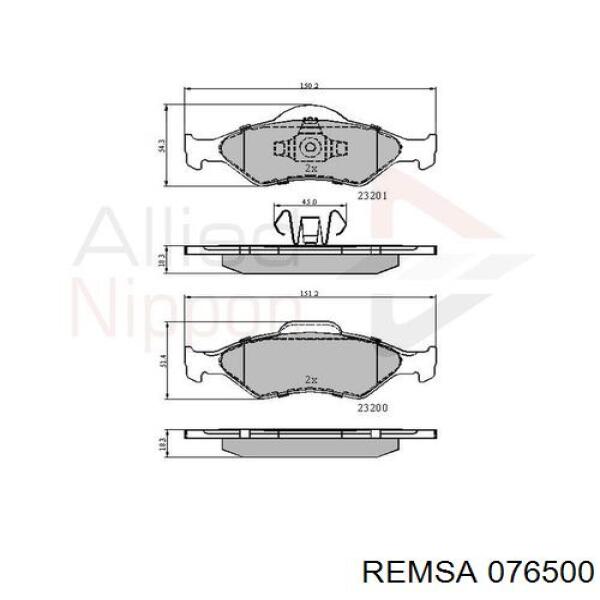 Передние тормозные колодки 076500 Remsa