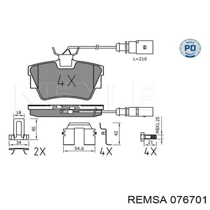 Задние дисковые колодки Remsa 076701