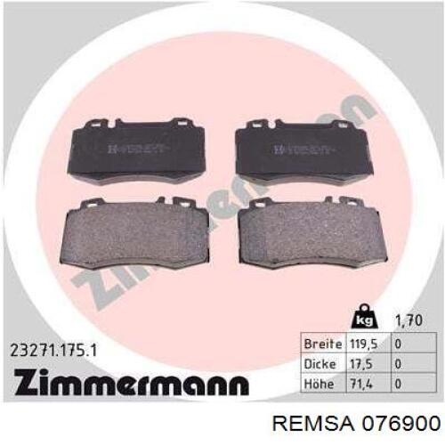 Тормозные колодки Remsa 076900