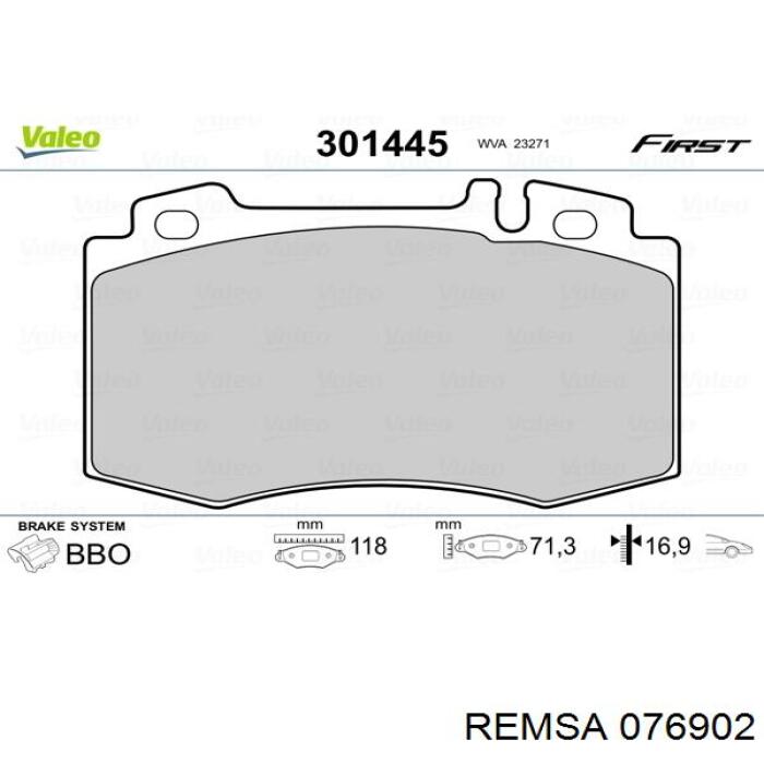 Тормозные колодки Remsa 076902