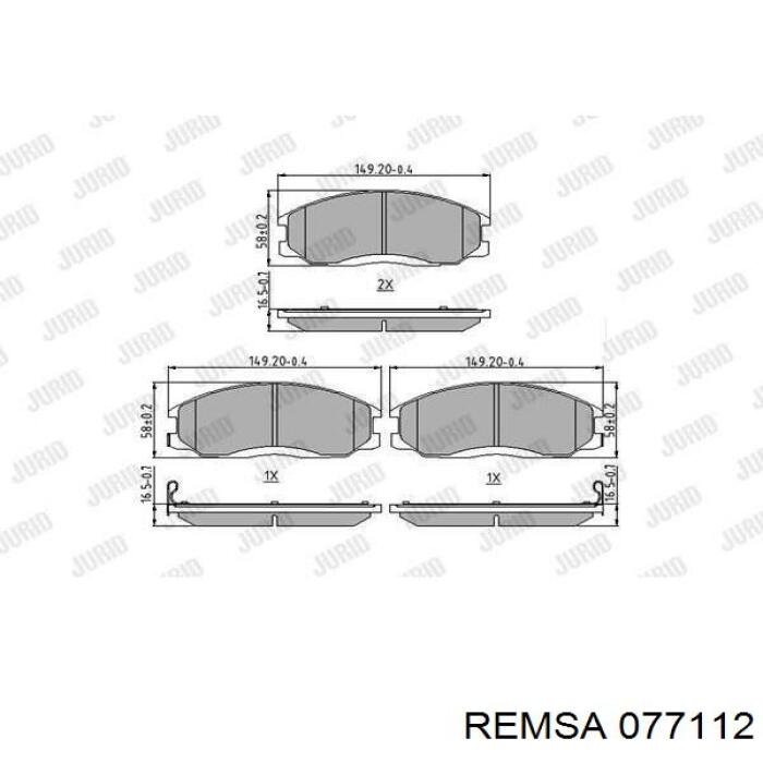 Передние тормозные колодки 077112 Remsa