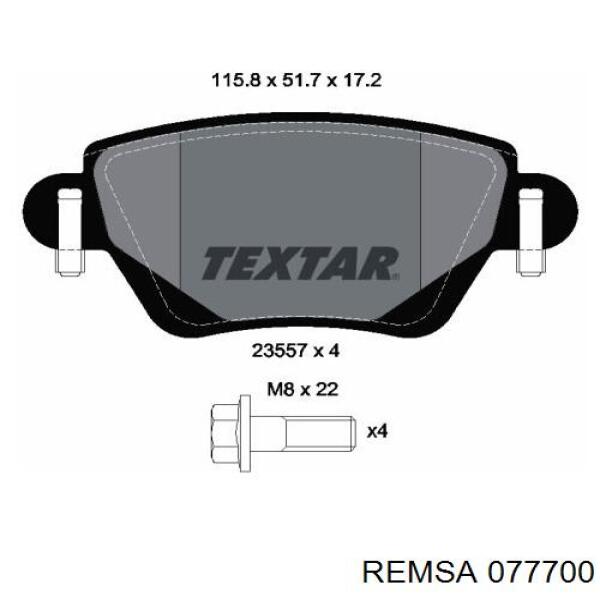 Задние дисковые колодки Remsa 077700