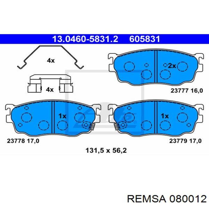 Колодки Remsa 080012 цена, от 17.82 USD
