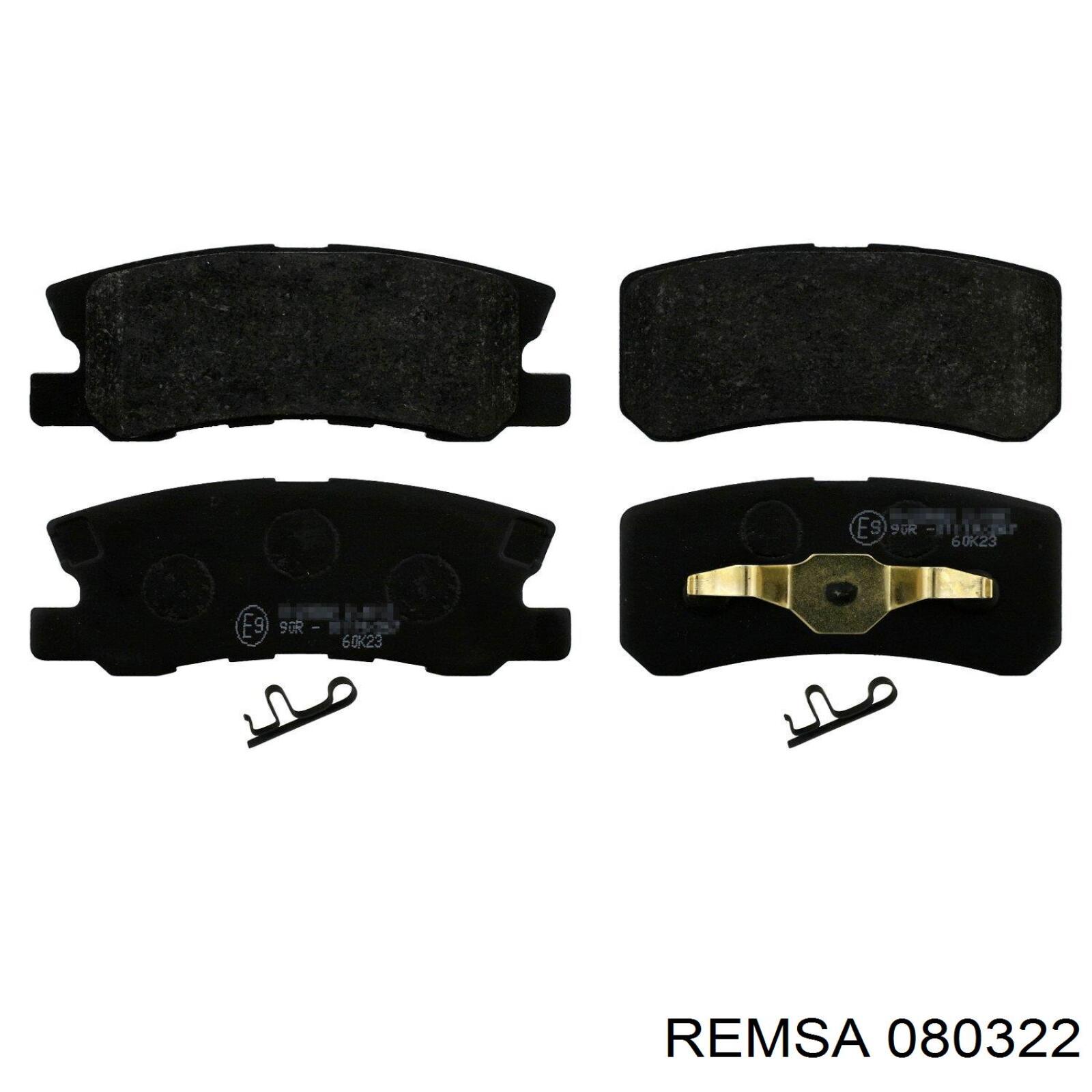 Купить 080322 Remsa Колодки тормозные задние, дисковые