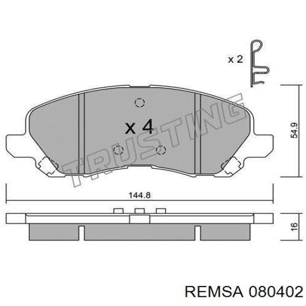 Купить 080402 Remsa Колодки тормозные