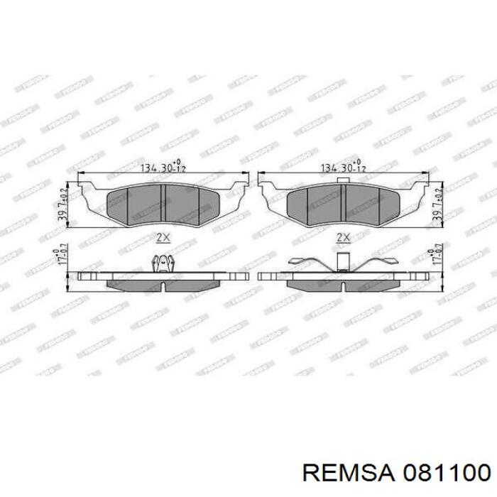 Задние дисковые колодки Remsa 081100