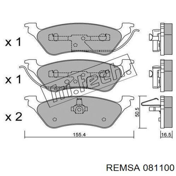Купить 081100 Remsa Колодки тормозные задние, дисковые