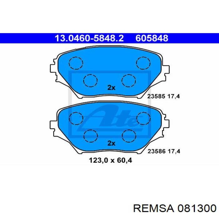 Передние тормозные колодки 081300 Remsa