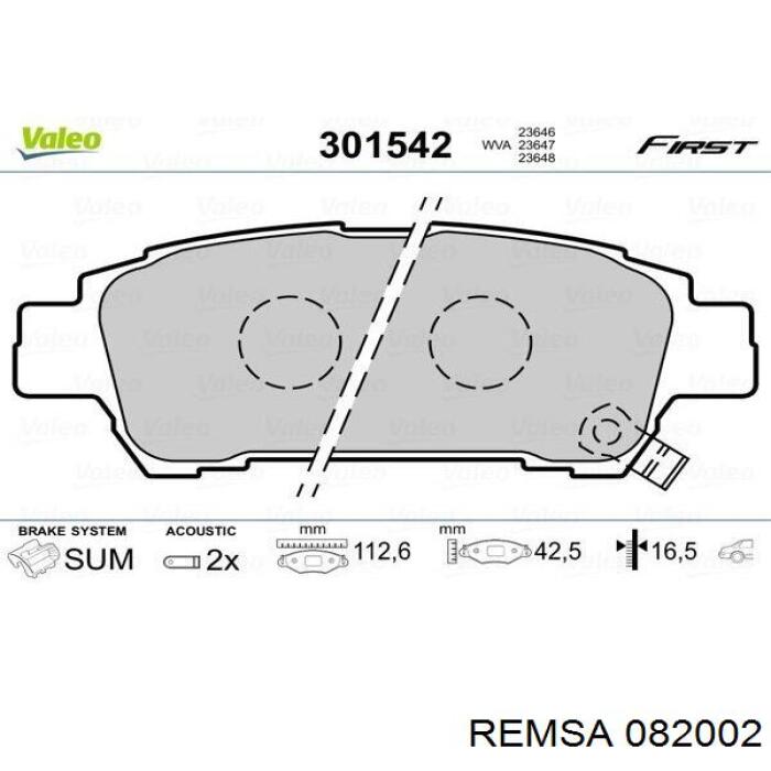 Колодки дисковые  Remsa 082002 цена, от 24.52 USD
