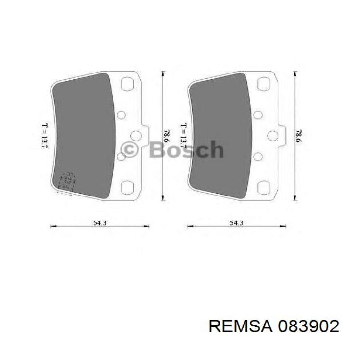 Задние тормозные колодки 083902 Remsa