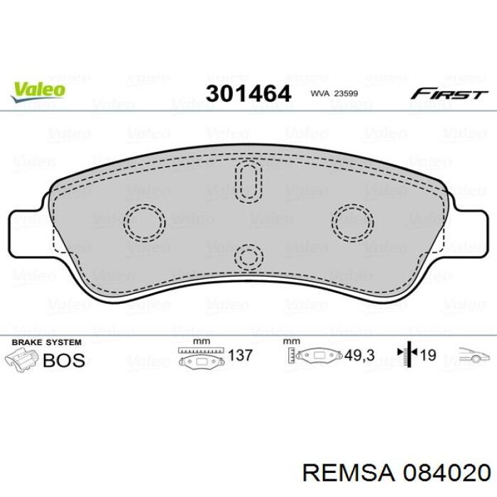 Купить 084020 Remsa Колодки тормозные