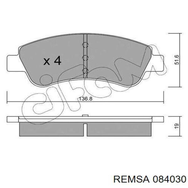 Передние тормозные колодки 084030 Remsa