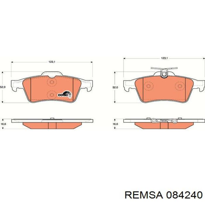Купить 084240 Remsa Колодки тормозные задние, дисковые