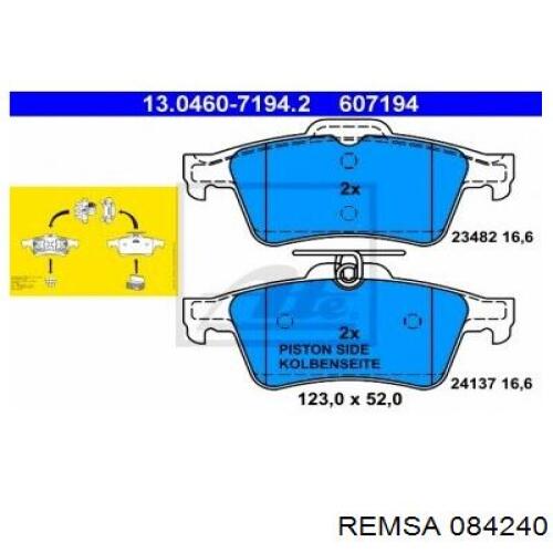 Задние тормозные колодки 084240 Remsa