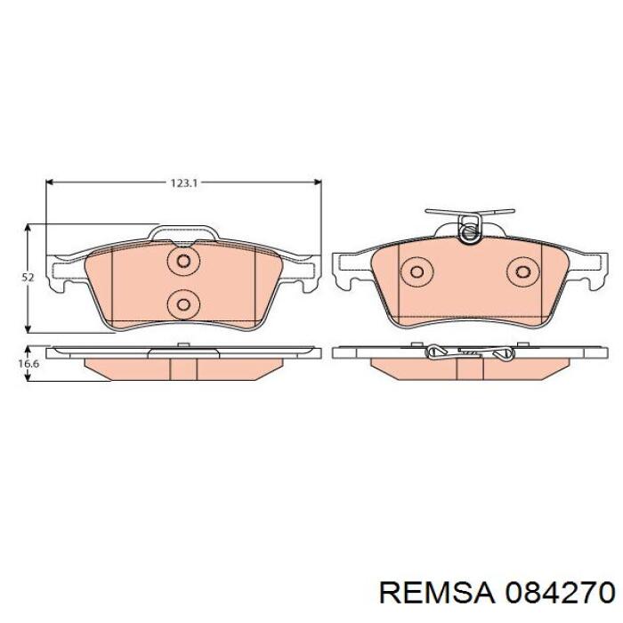 Задние тормозные колодки 084270 Remsa