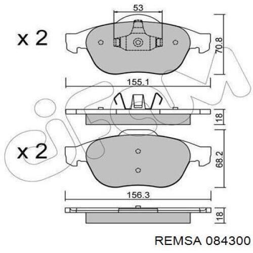 Купить 084300 Remsa Колодки тормозные