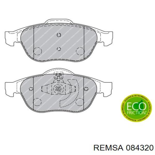 Передние тормозные колодки 084320 Remsa