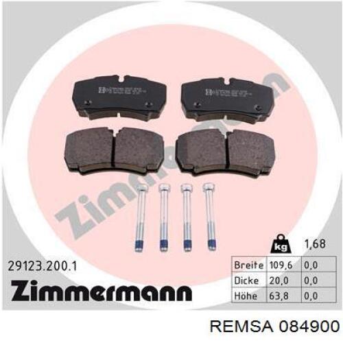 Колодки дисковые  Remsa 084900 цена, от 34.52 USD