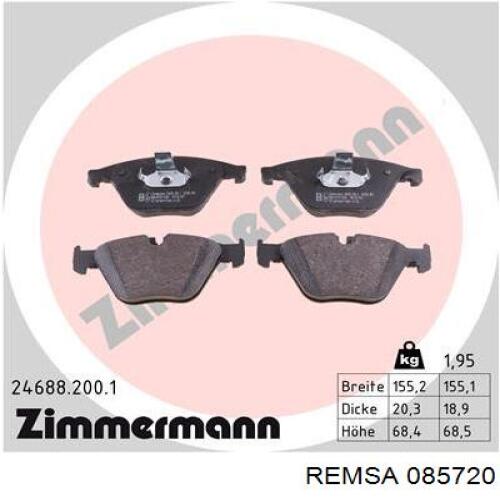 Колодки Remsa 085720 цена, от 34.60 USD