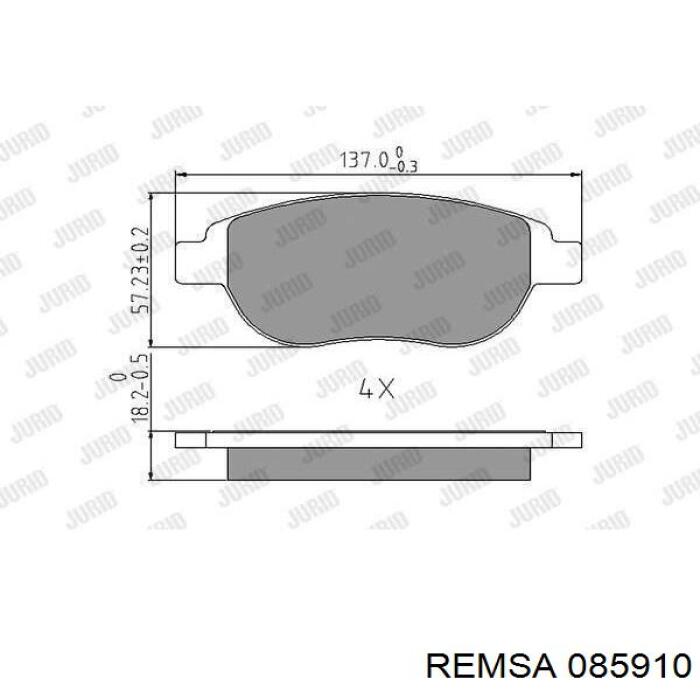 Передние тормозные колодки 085910 Remsa