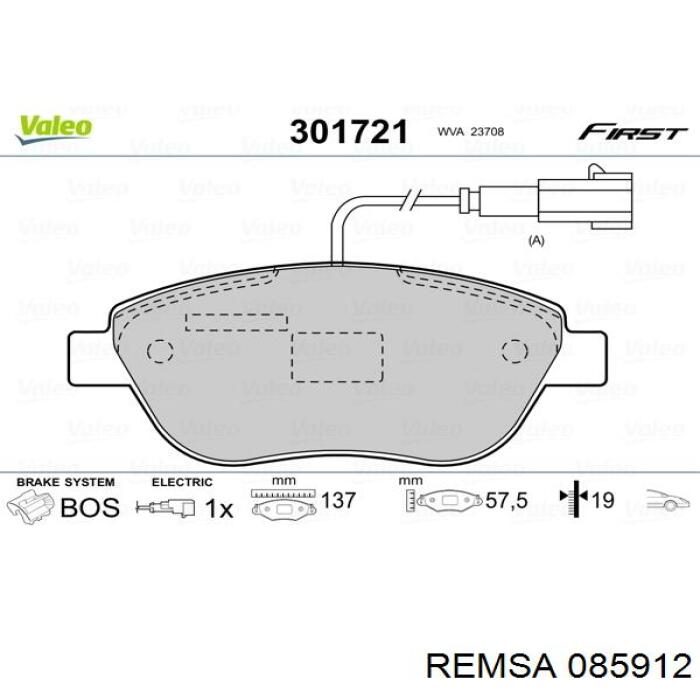 Купить 085912 Remsa Колодки тормозные