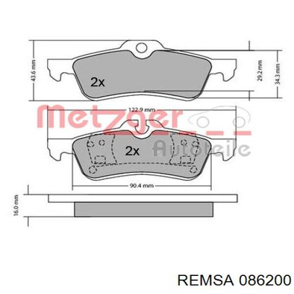 Задние дисковые колодки Remsa 086200
