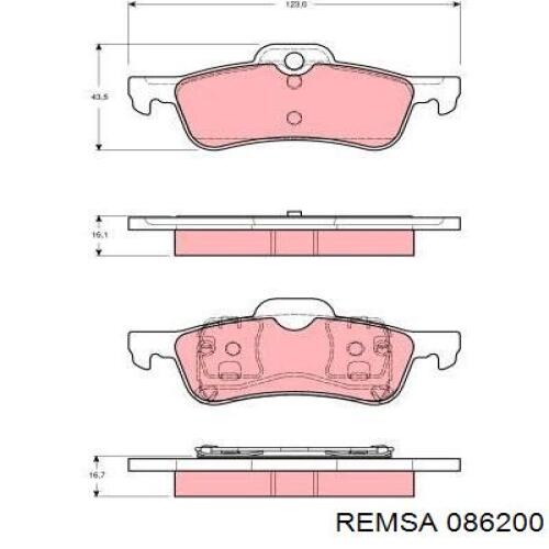 Задние тормозные колодки 086200 Remsa