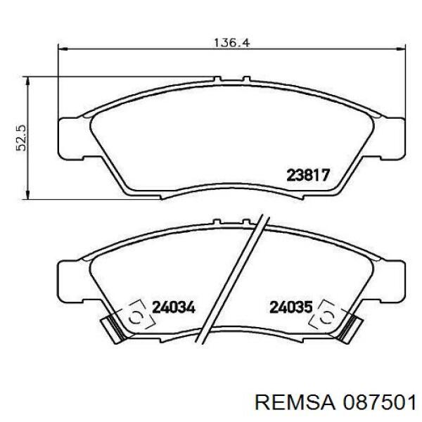 Купить 087501 Remsa Колодки тормозные