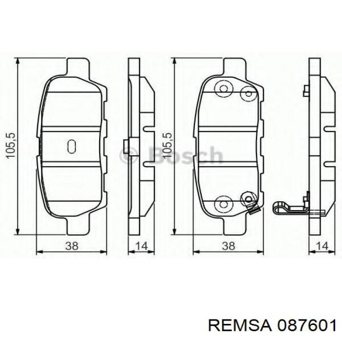 Задние тормозные колодки 087601 Remsa