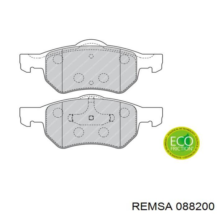 Передние тормозные колодки 088200 Remsa