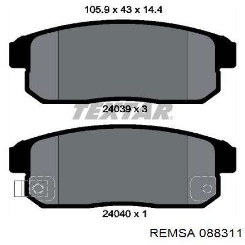 Купить 088311 Remsa Колодки тормозные задние, дисковые