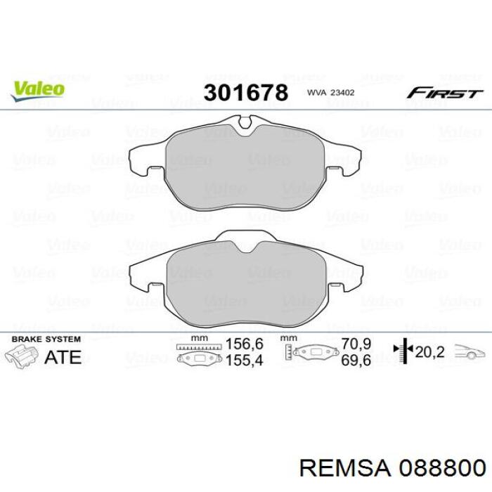 Передние тормозные колодки 088800 Remsa