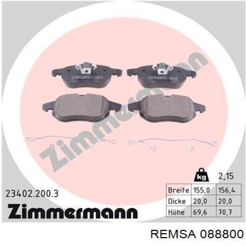 Тормозные колодки Remsa 088800