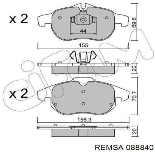 Передние тормозные колодки 088840 Remsa