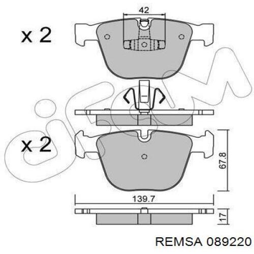 Купить 089220 Remsa Колодки тормозные задние, дисковые