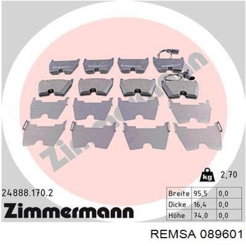 Передние тормозные колодки 089601 Remsa