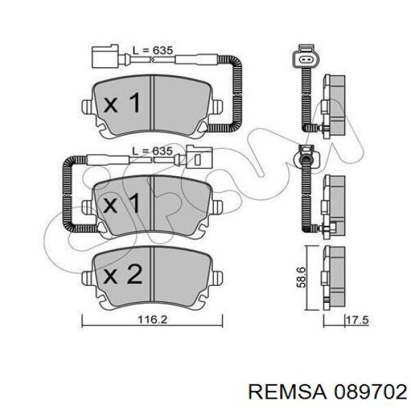 Задние тормозные колодки 089702 Remsa